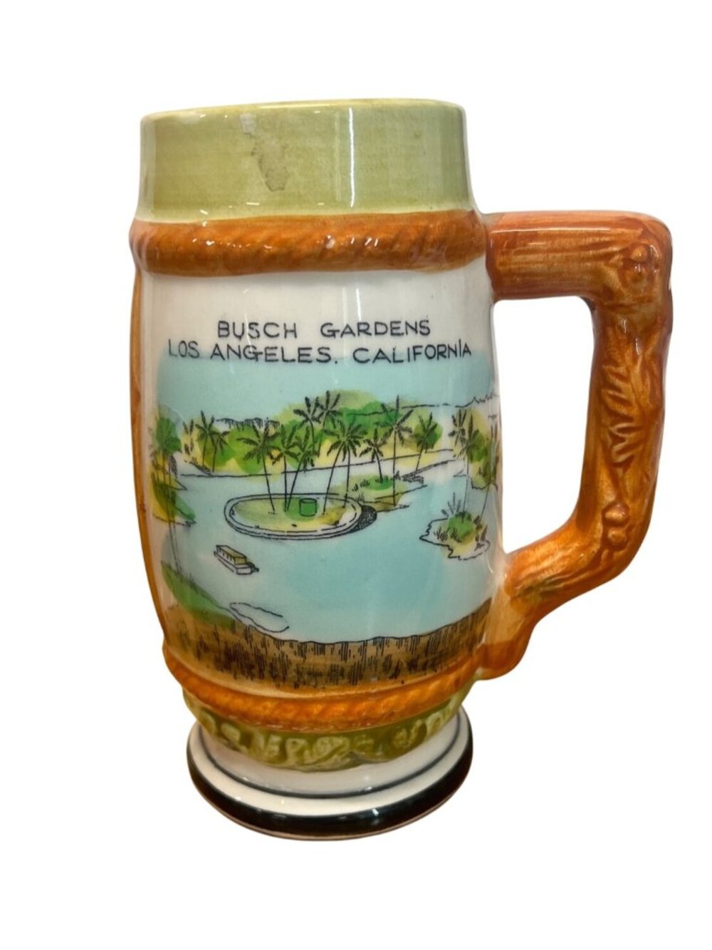 Vintage ceramic Busch Gardens souvenir beer stein, 1960's
